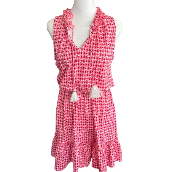 Cabana Life Pink and Coral Patterned Ruffle Dress - Picture 2 of 7